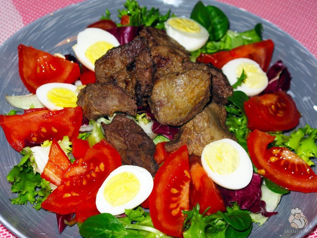Салат из куриной печени с овощами (3)