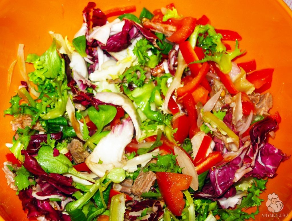 Салат из отварной говядины и свежих овощей (5)