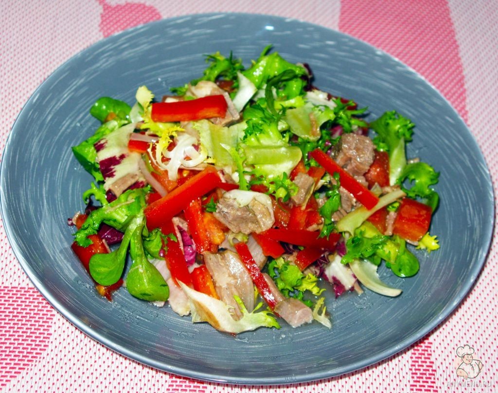 Салат из отварной говядины и свежих овощей (6)